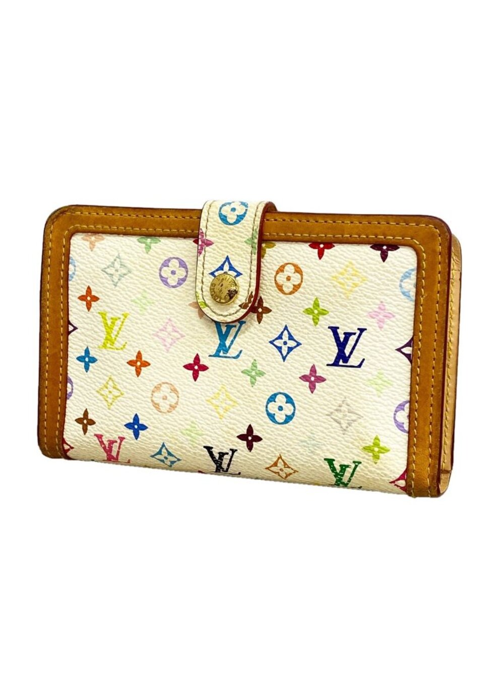 Louis Vuitton Wallet Monogram Multicolor Porte Monnaie Billets Viennois Blanc